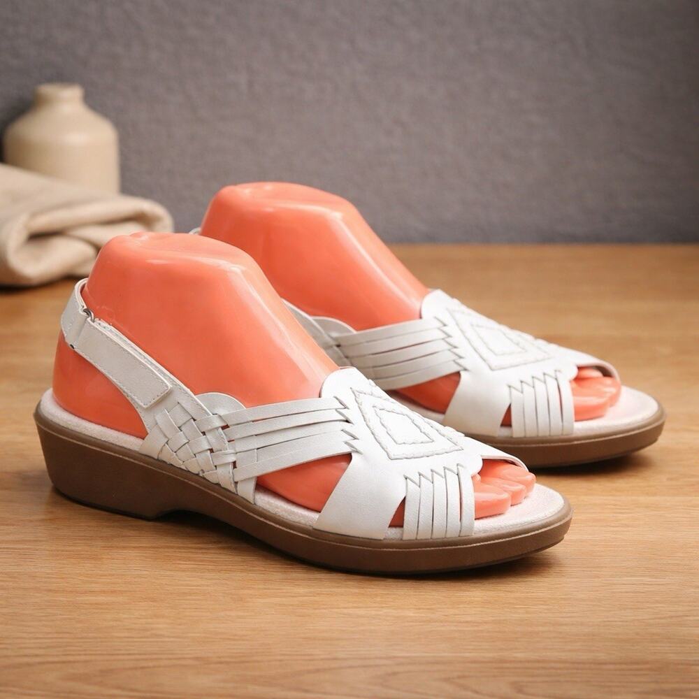 Dr Scholl’s Leather Slingback Woven Sandals Comfort Slip On Women Size 8.5M - Picture 2 of 11
